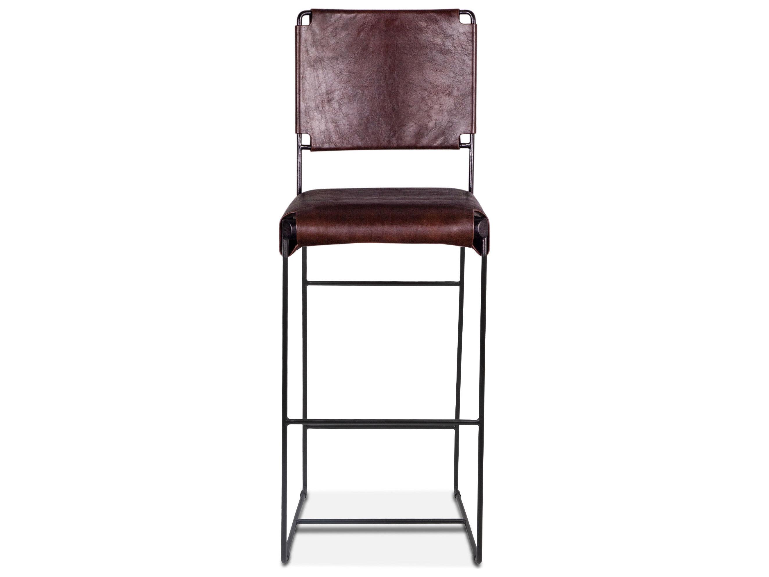 World Interiors Melbourne Dark Brown Black Leather Bar Stool