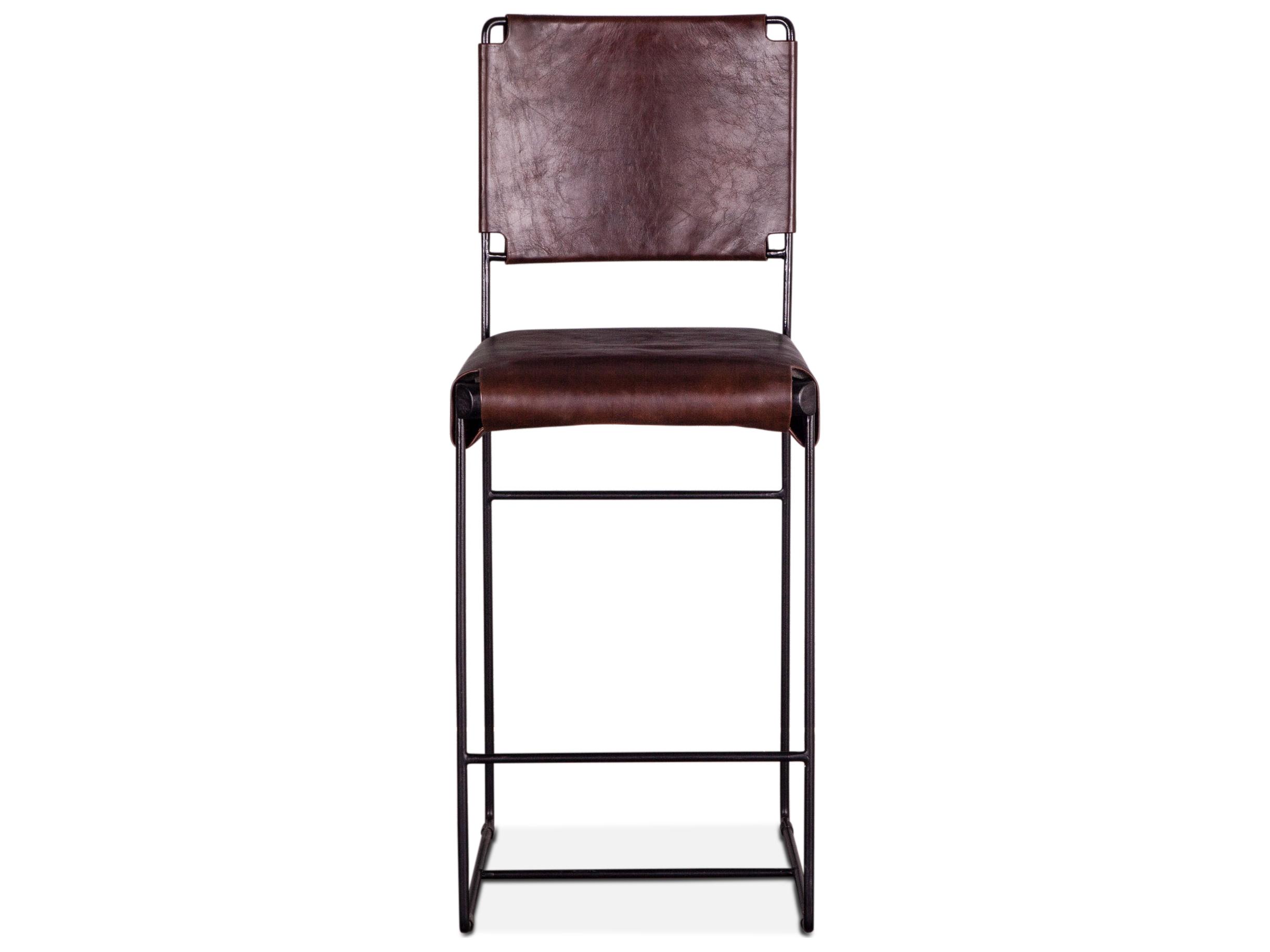 World Interiors Melbourne Dark Brown Black Leather Counter Stool