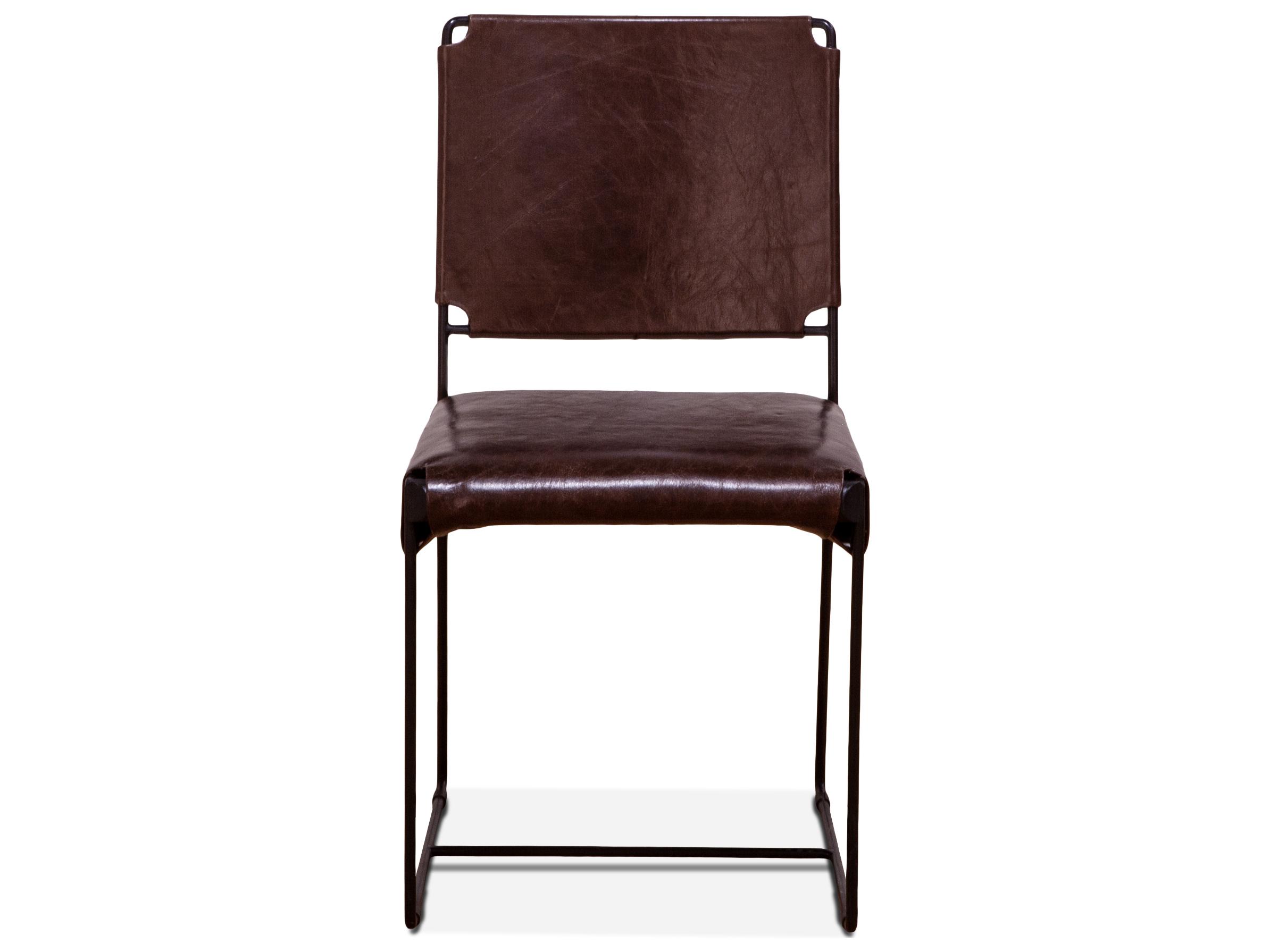 World Interiors Melbourne Chocolate Leather Side Dining Chair