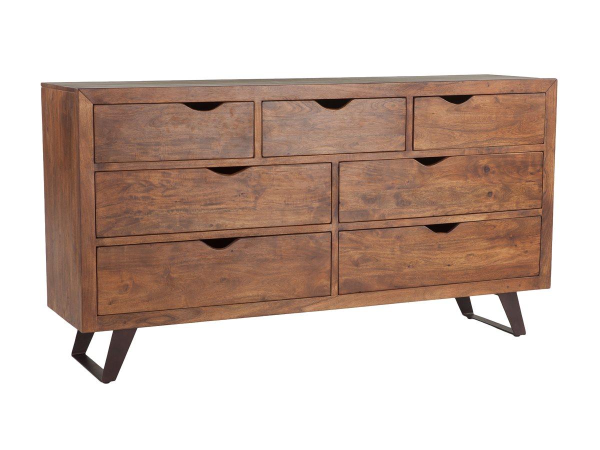 World Interiors Nottingham 7-Drawers Black Acacia Wood Double Dresser