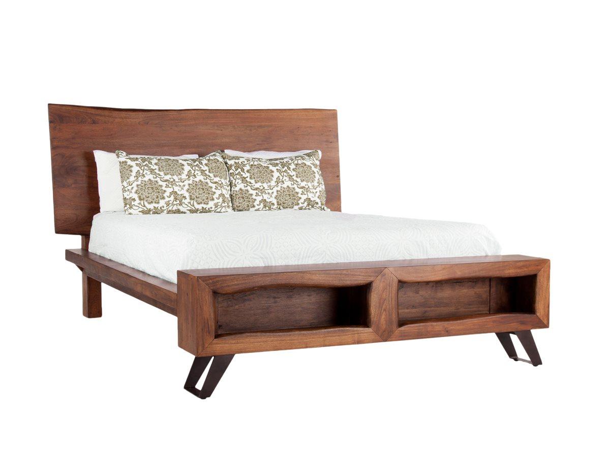 World Interiors Nottingham Walnut Black Acacia Wood King Panel Bed