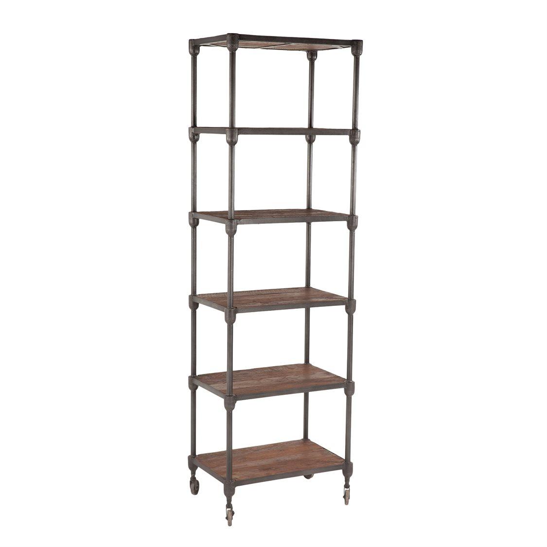 World Interiors Paxton Weathered Walnut, Gray Zinc Bookcase