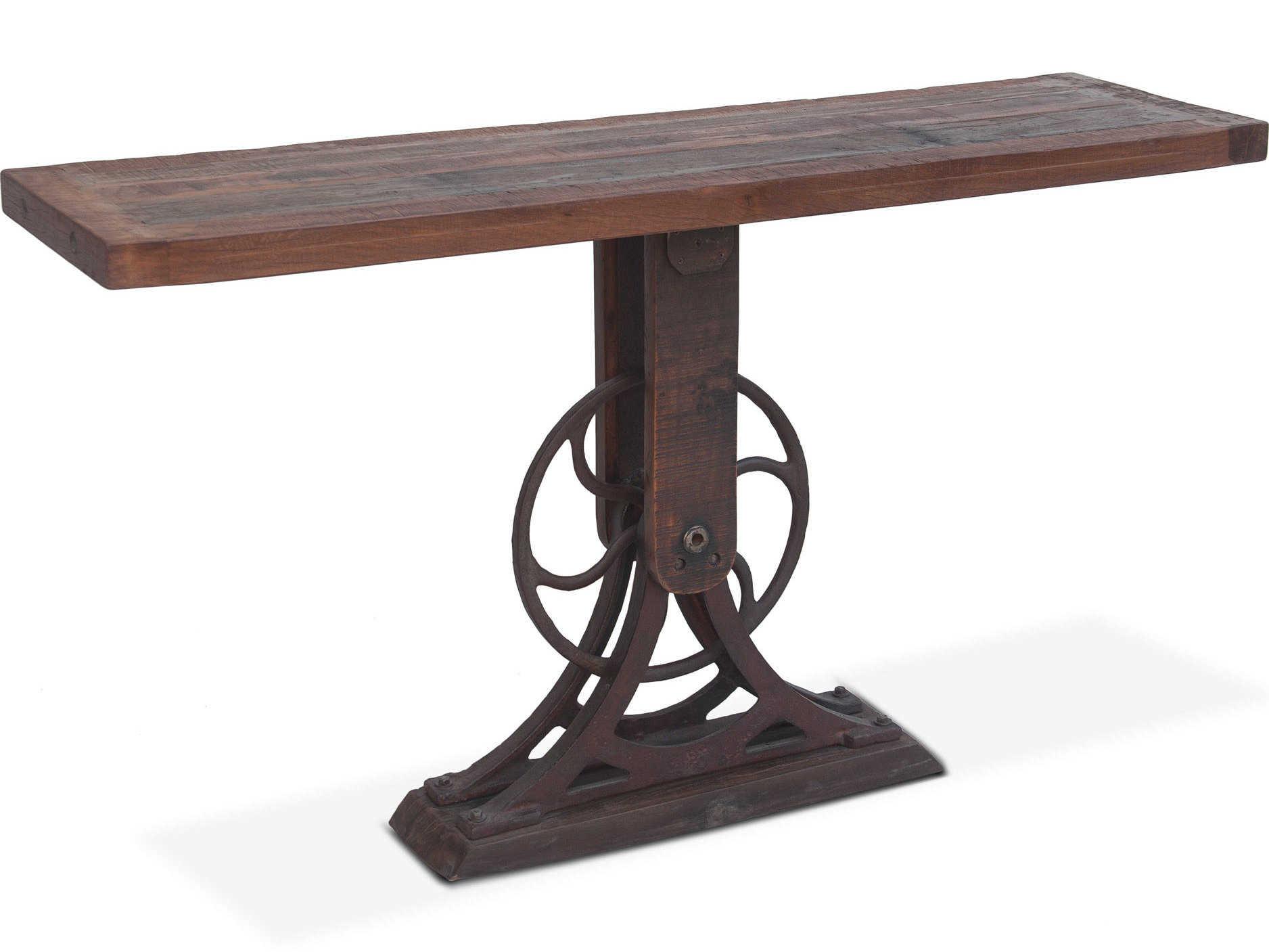 World Interiors Sterling Rectangular Wood Natural Patina Console Table