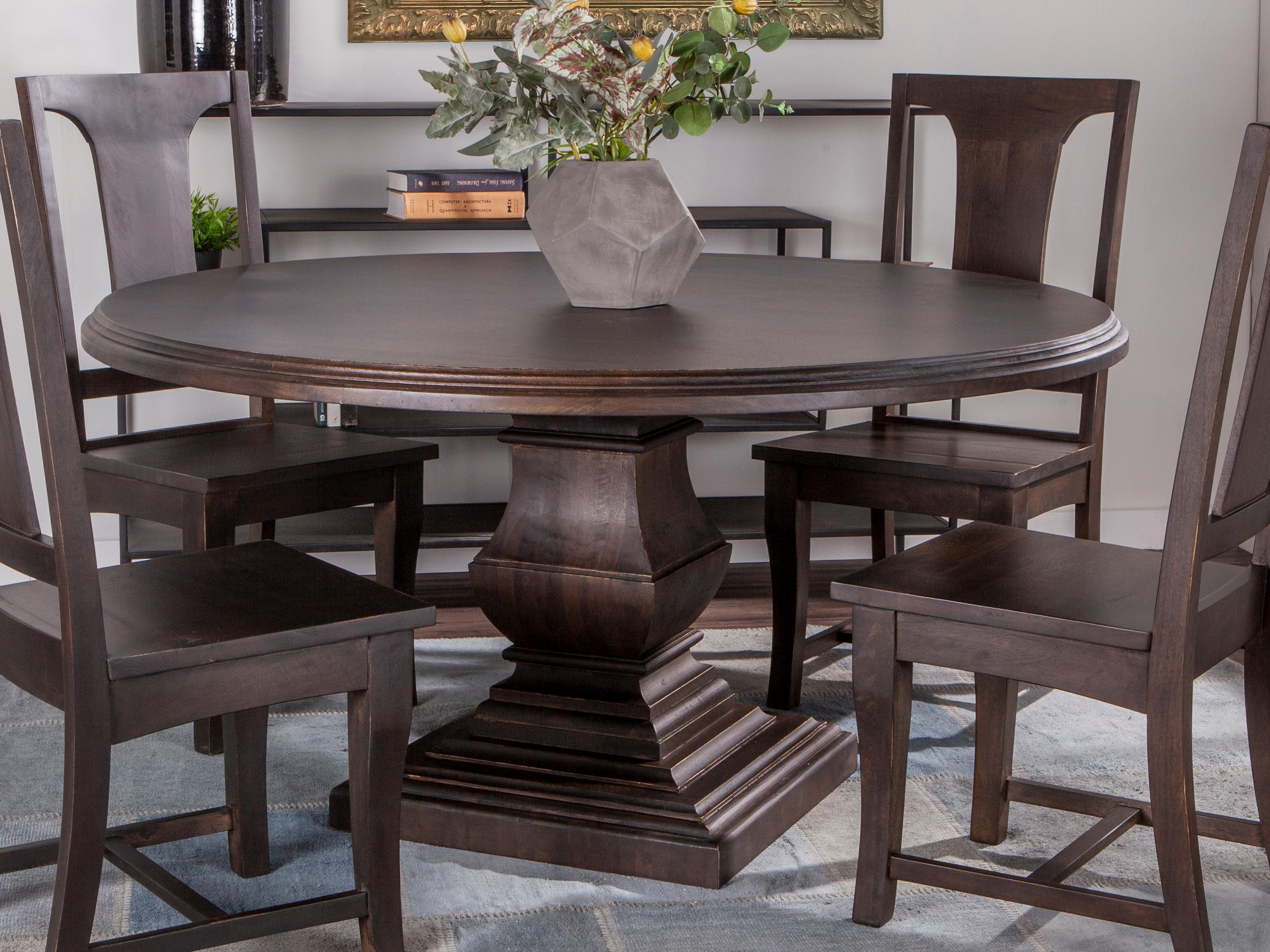 World Interiors Toulon Round Wood Vintage Brown Dining Table