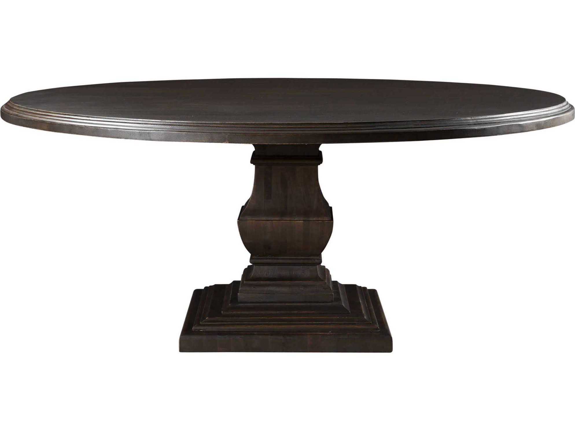 World Interiors Toulon Round Wood Vintage Brown Dining Table