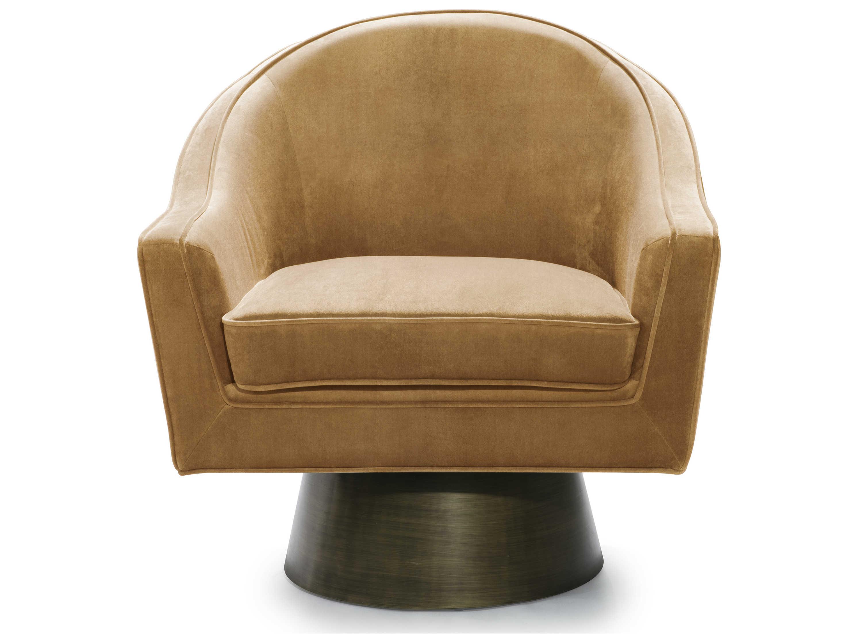 Worlds Away Swivel Brown Fabric Accent Chair