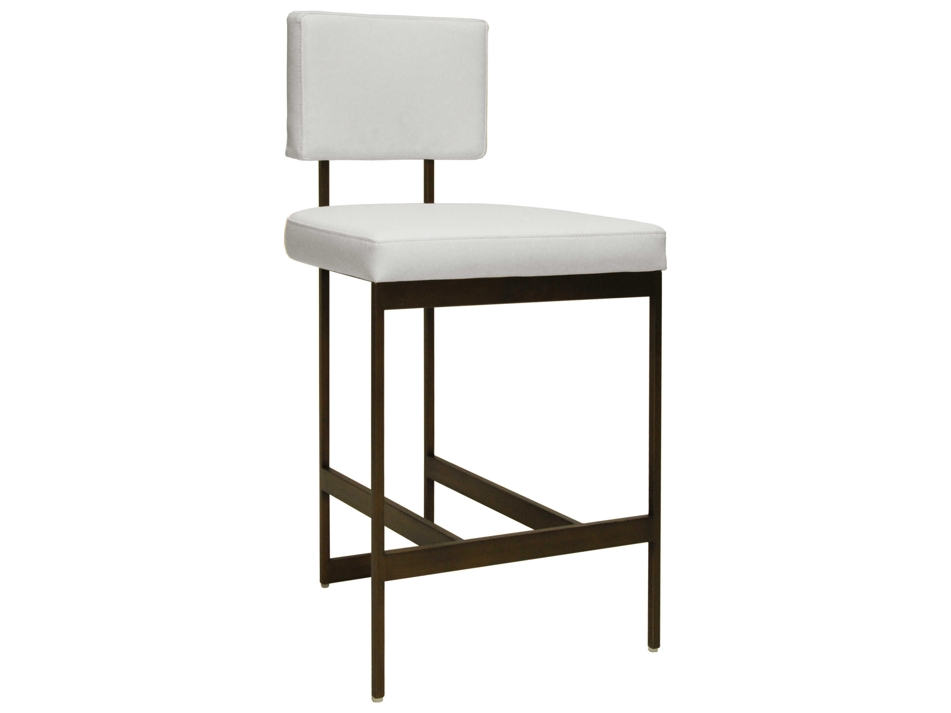 Worlds Away White Vinyl Bronze Counter Stool