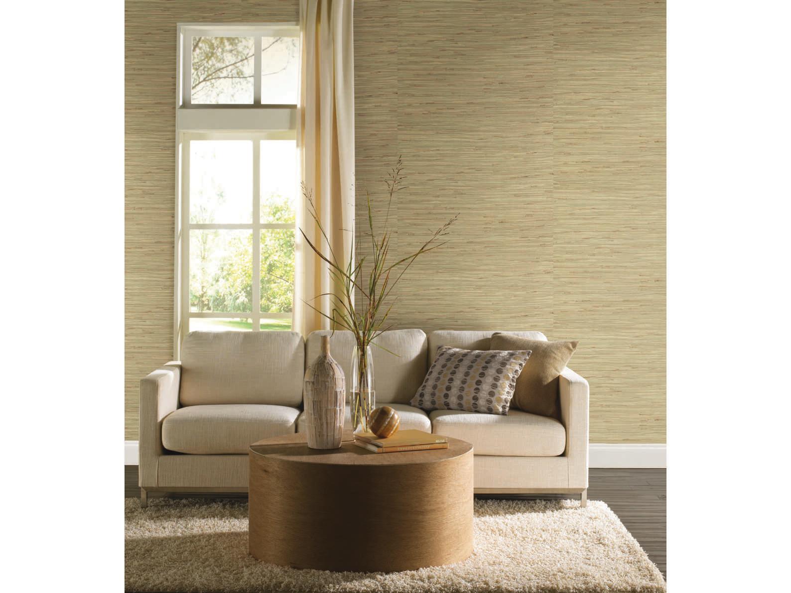 York Wallcoverings Grasscloth Resource Library Green / Beige River Grass Wallpaper