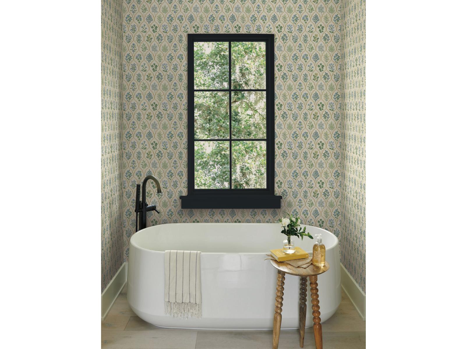 York Wallcoverings Blue / Green Hawthorne Wallpaper