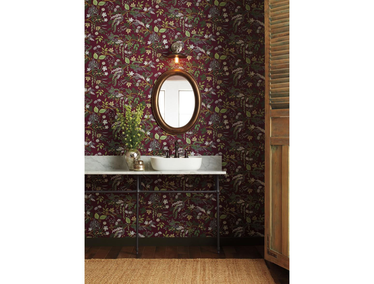 York Wallcoverings Burgundy Juniper Forest Wallpaper
