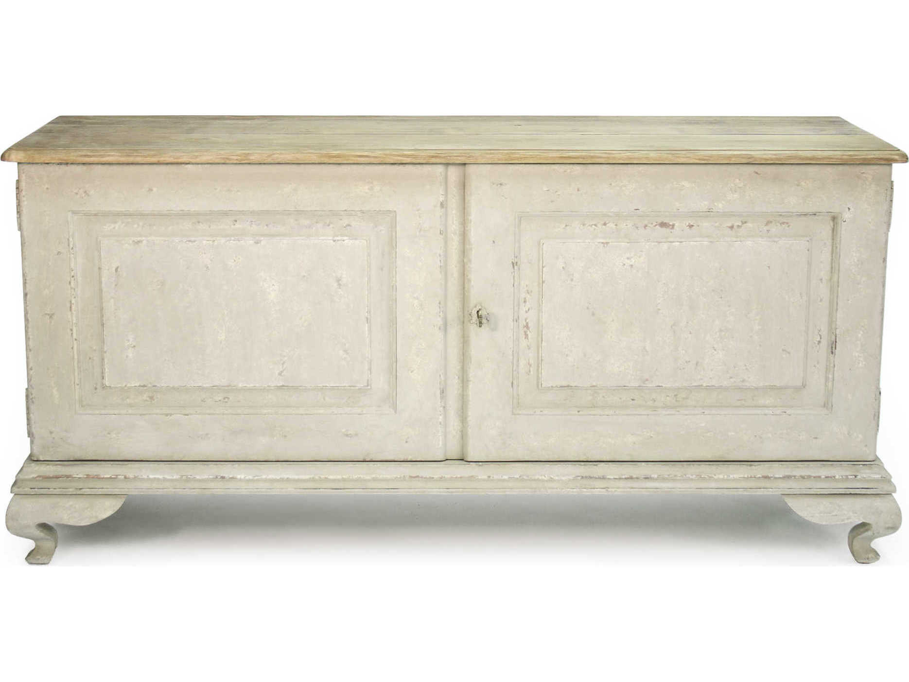 Zentique 63" Elm Wood Natural Distressed Taupe Sideboard