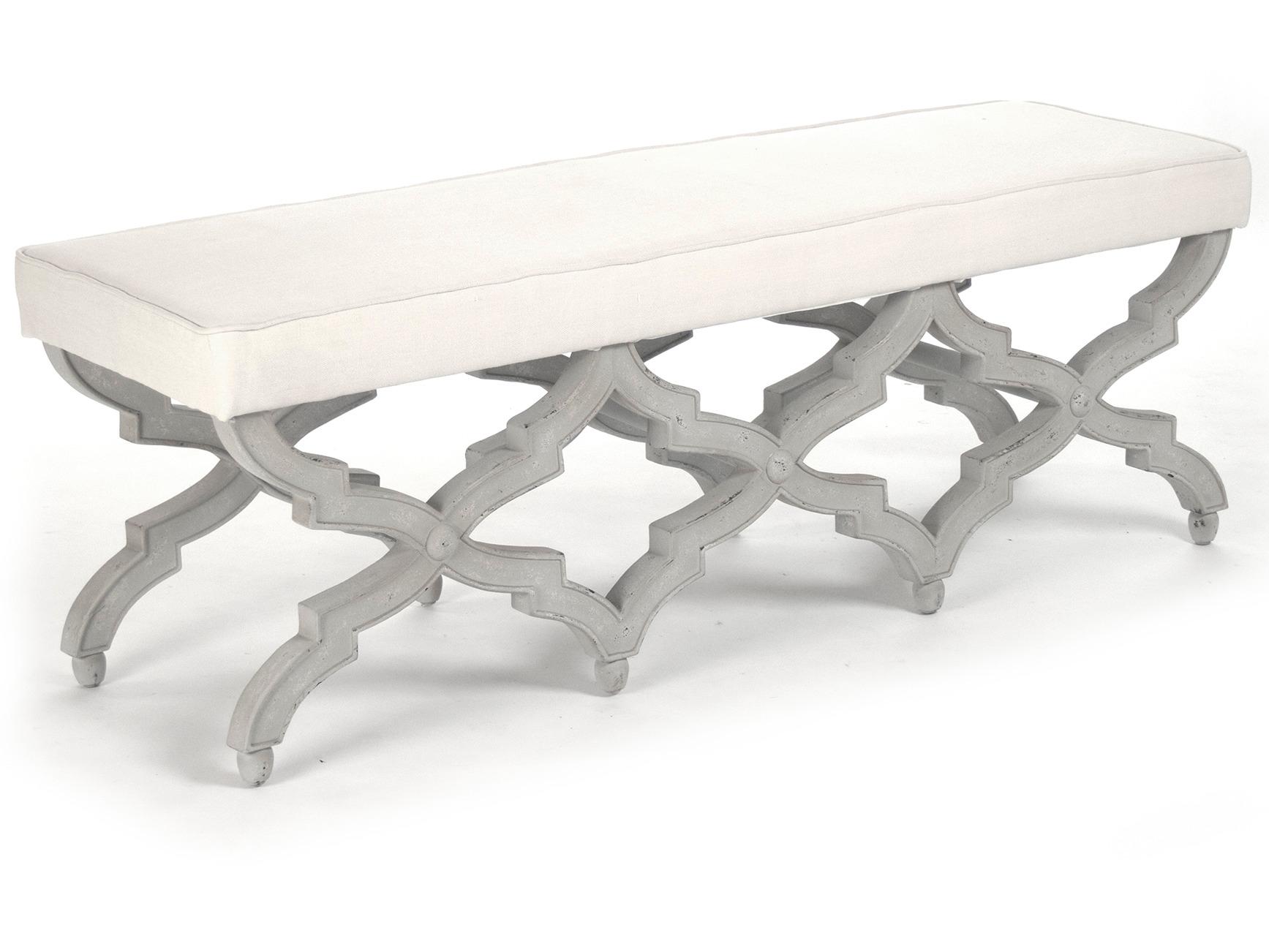 Zentique White Upholstered Accent Bench