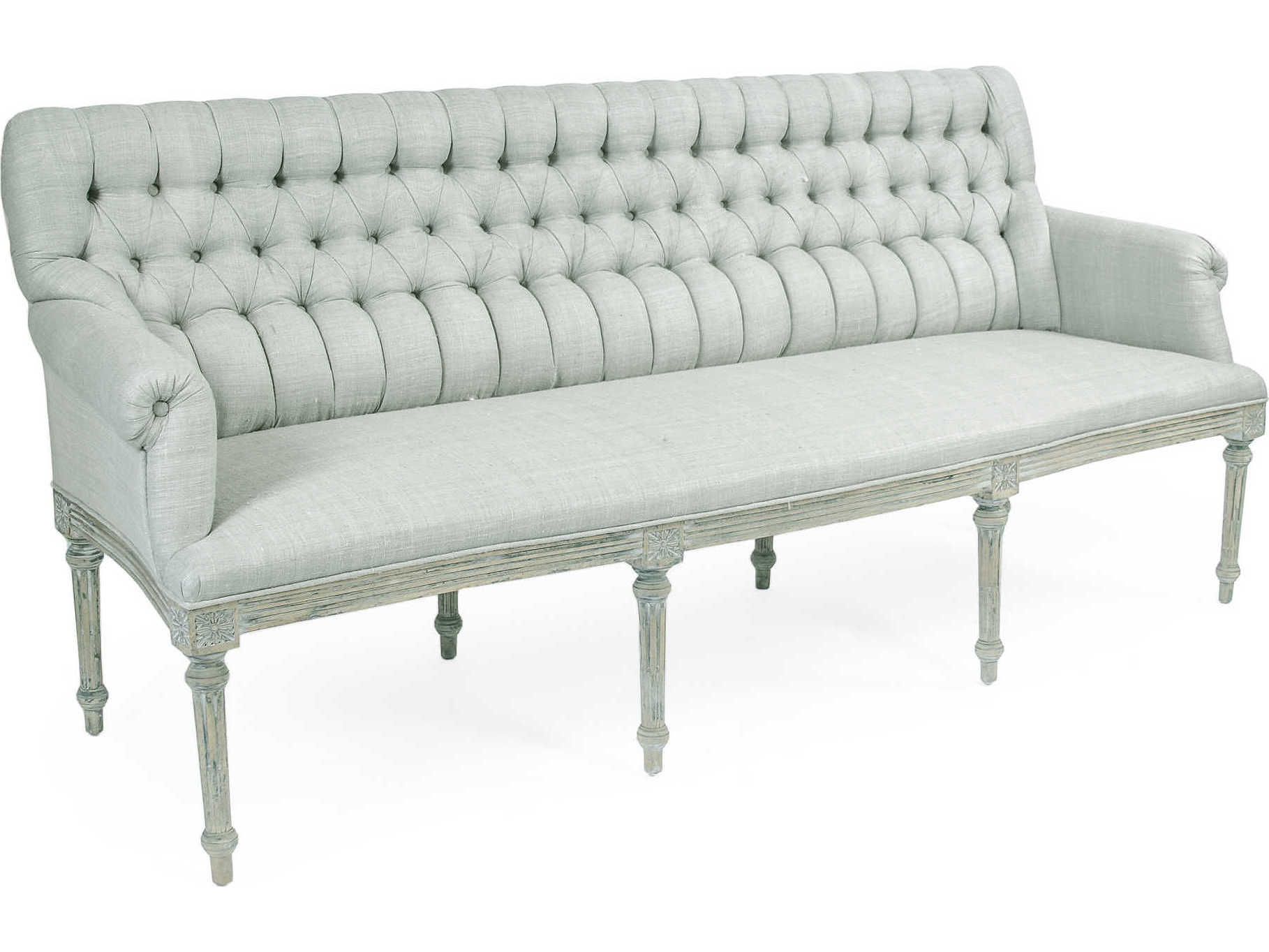 Zentique Seafoam Green Raw Silk Upholstered Accent Bench