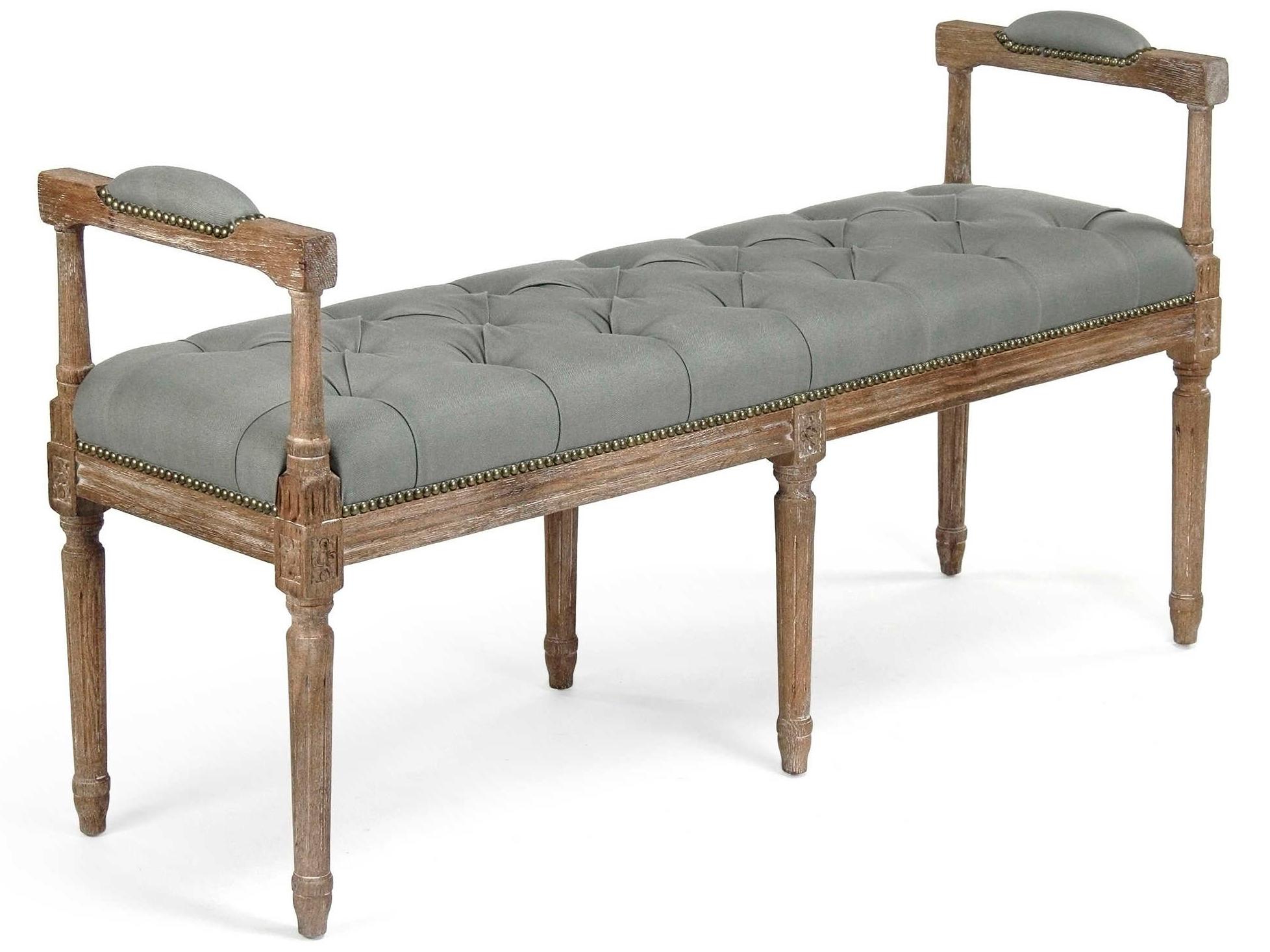 Zentique Sea Foam Green Linen Upholstered Accent Bench