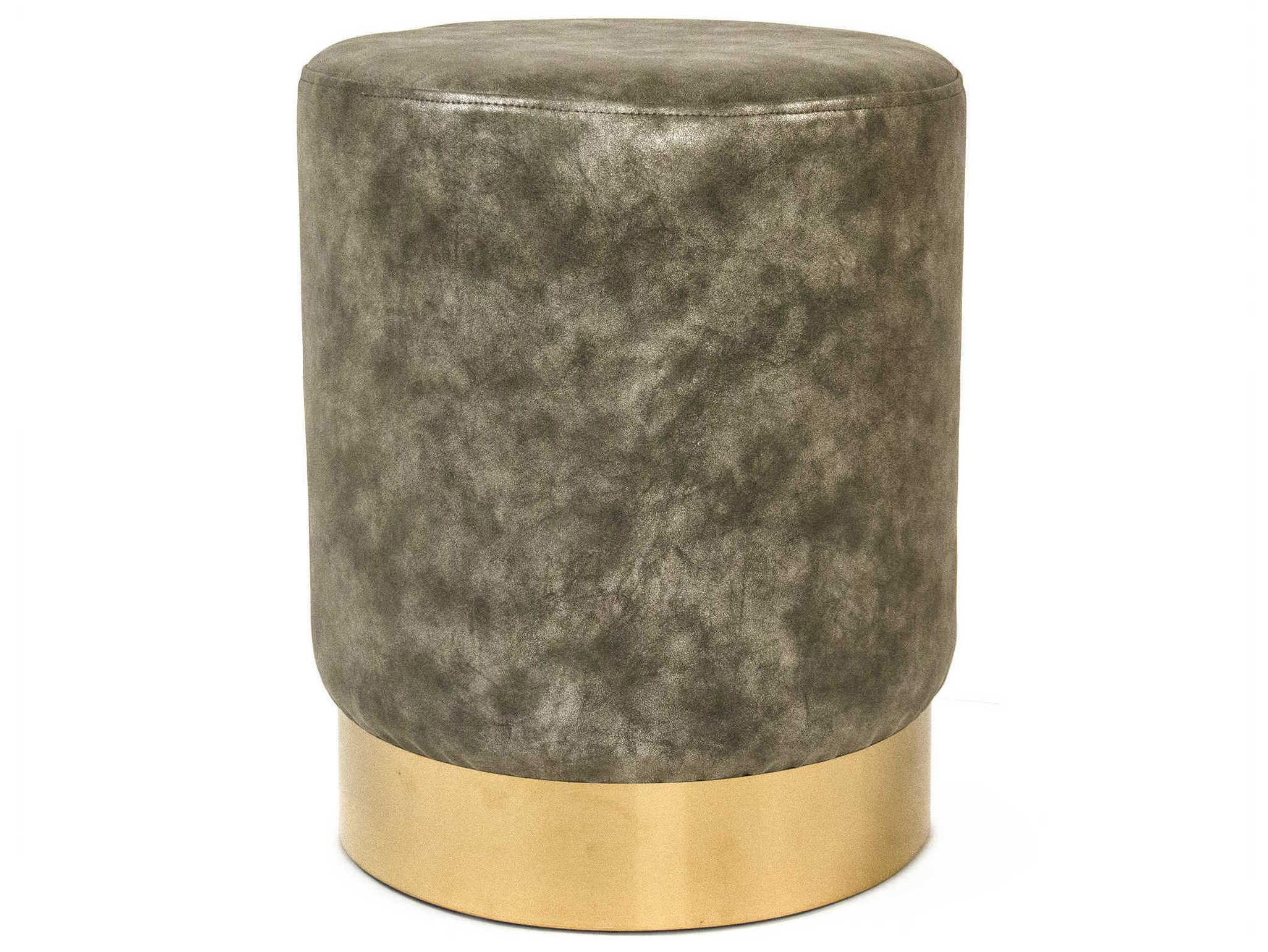 Zentique Distressed Grey Faux Leather Gray Accent Stool