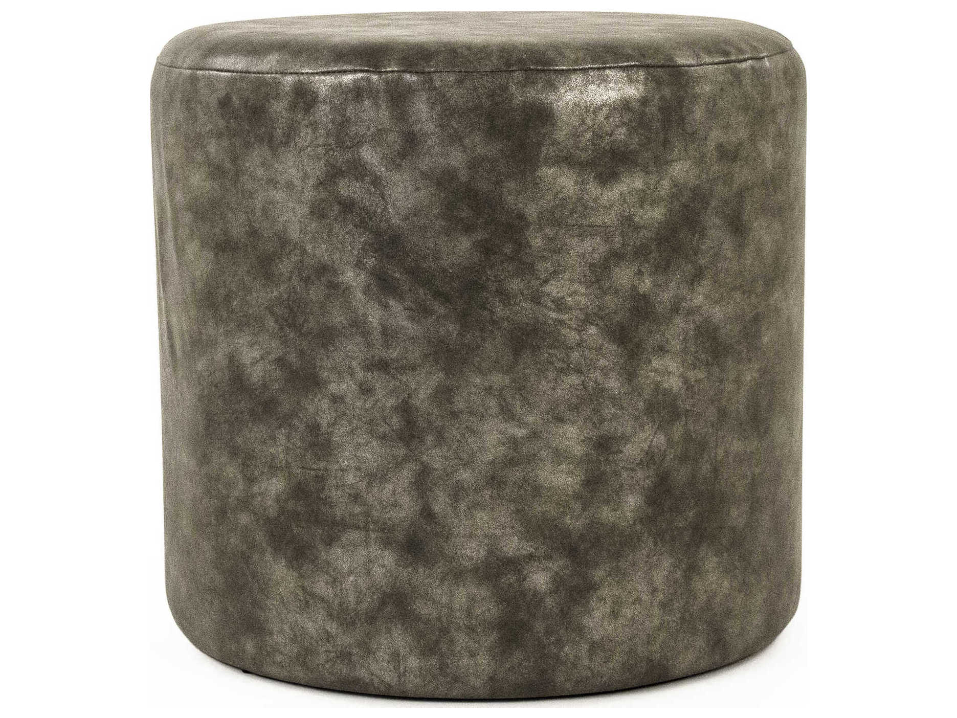 Zentique Distressed Grey Faux Leather Accent Stool