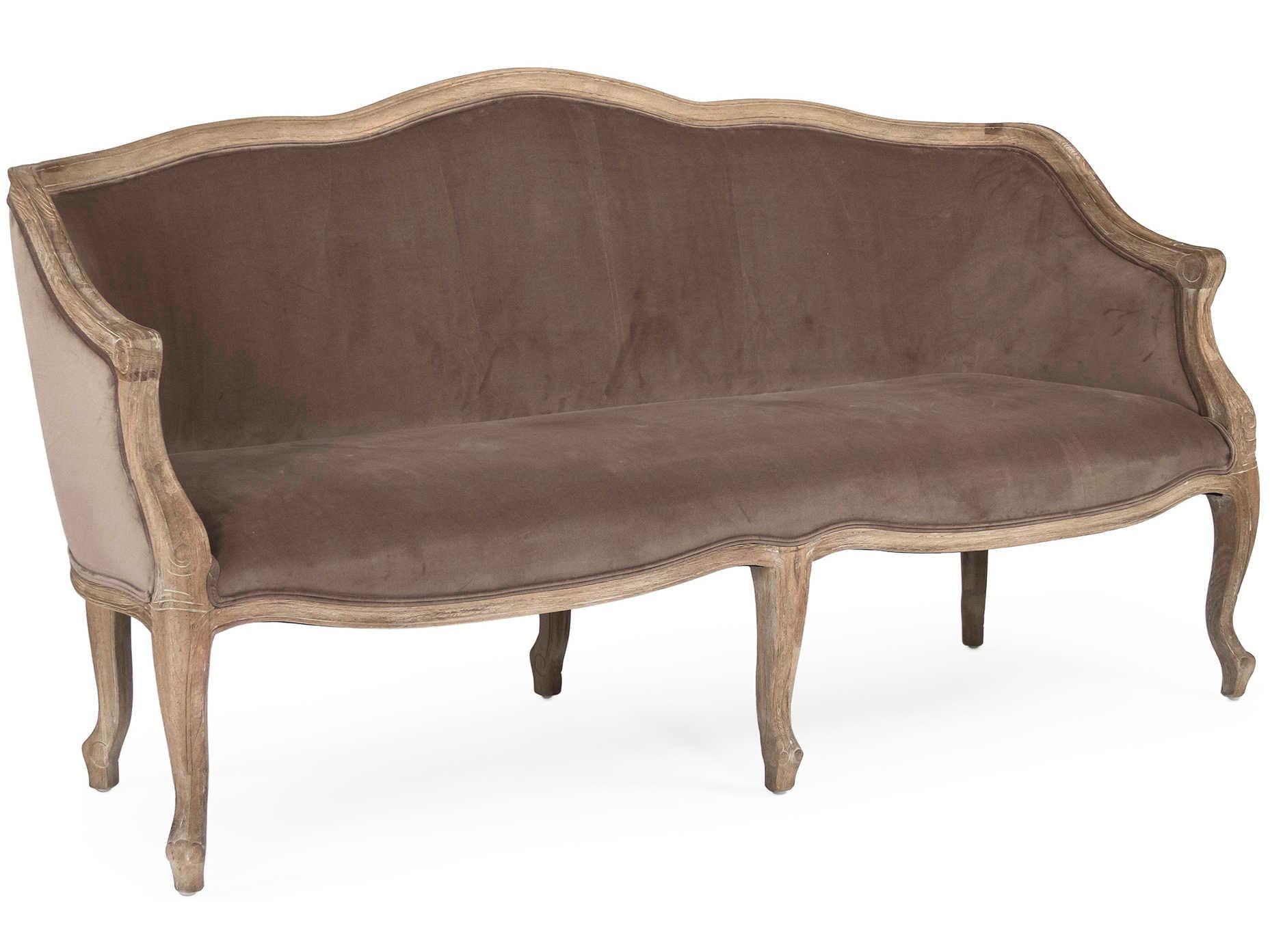 Zentique Benton Brown Velvet Upholstered Loveseat