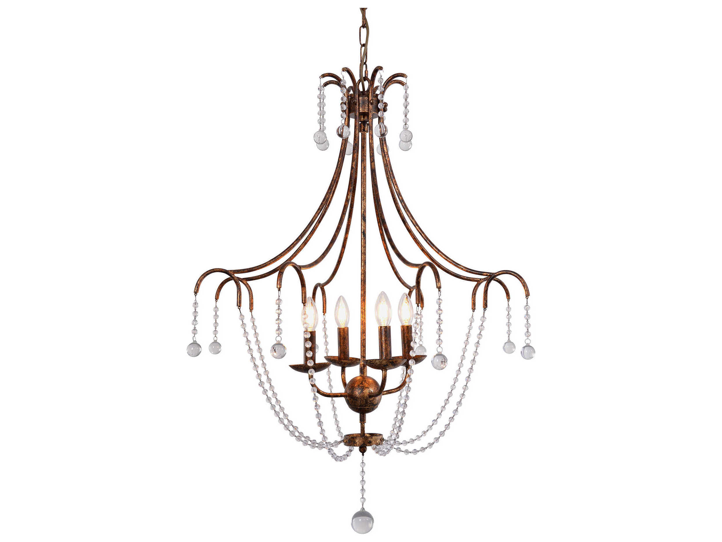 Zentique 4-Light Gold Leaf Glass Candelabra Empire Chandelier