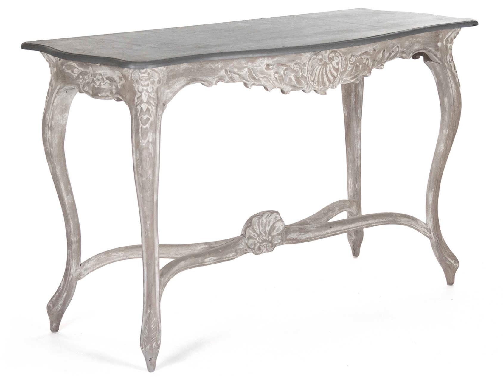 Zentique Rectangular Wood Grey Distressed Console Table