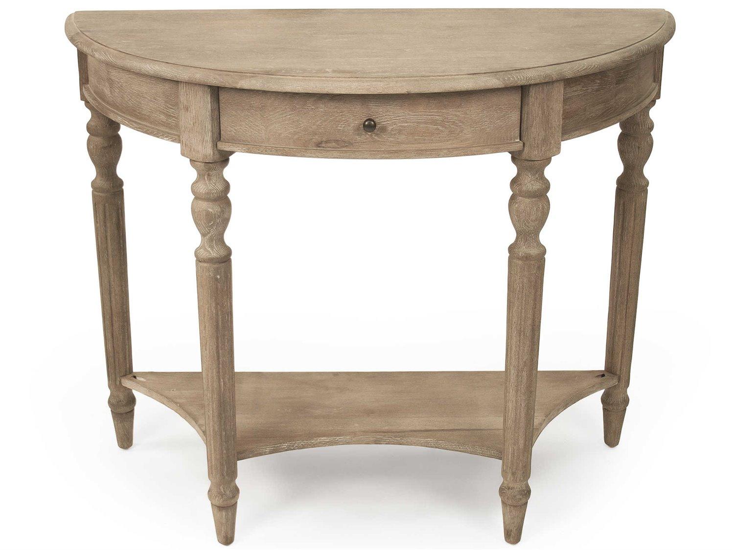 Zentique Demilune Wood Limed Grey Console Table