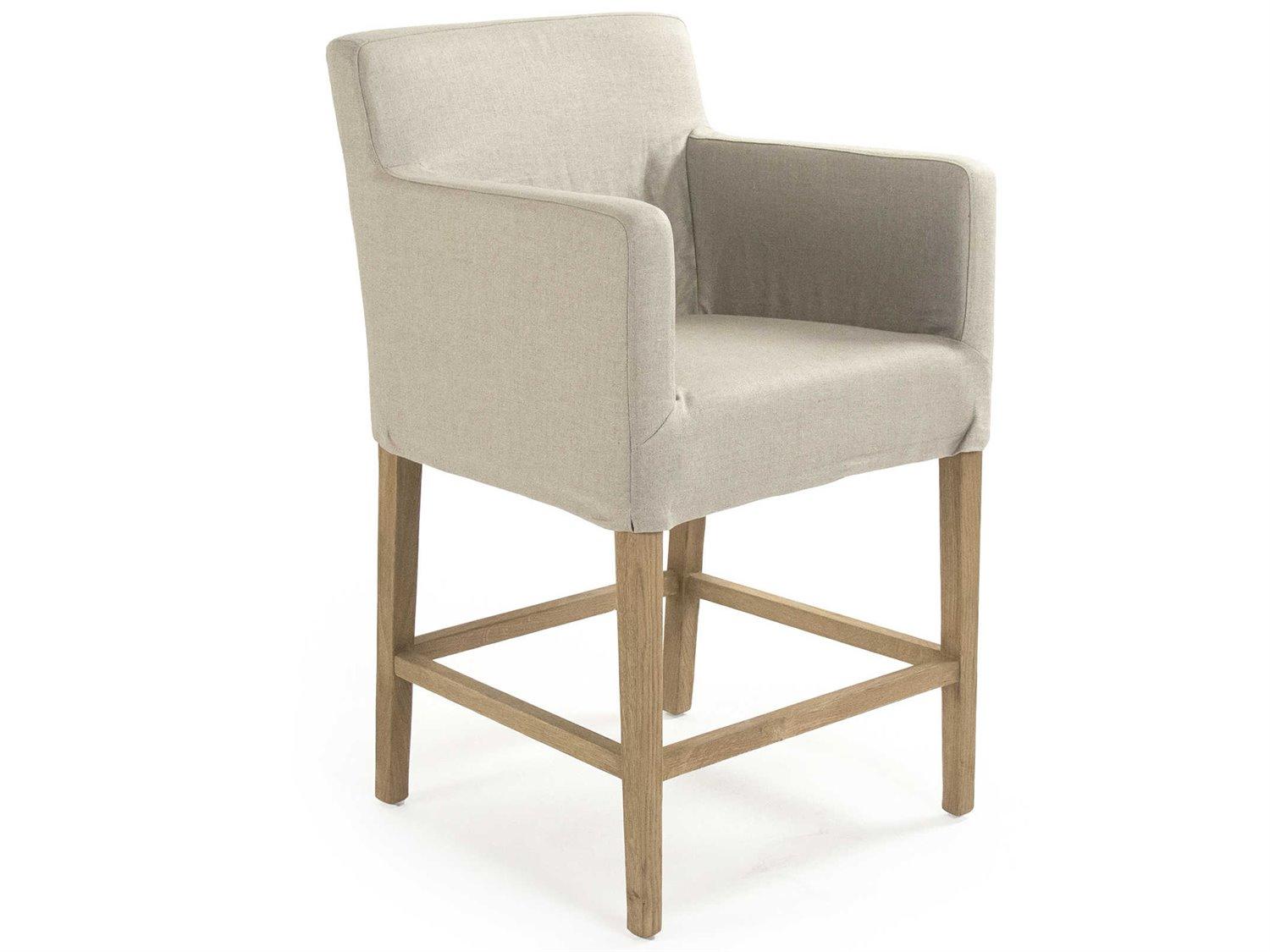 Zentique Avignon Upholstered Oak Wood Counter Stool