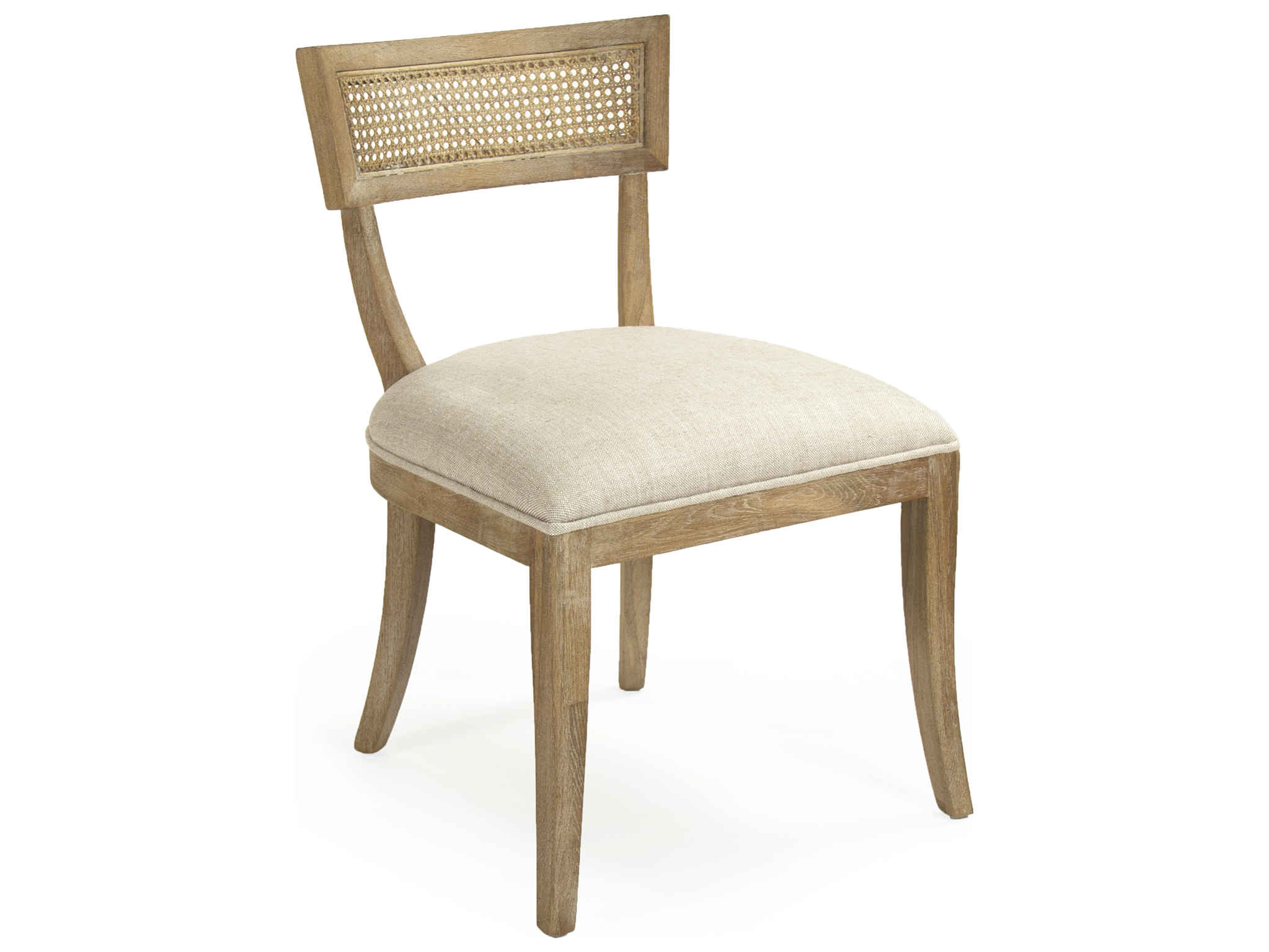 Zentique Carvell Oak Wood Beige Upholstered Side Dining Chair