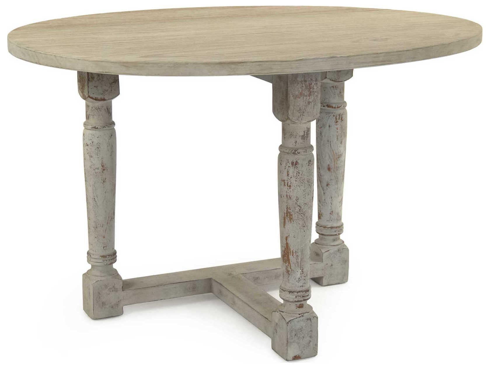 Zentique Oval Wood Natural Distressed Grey Dining Table