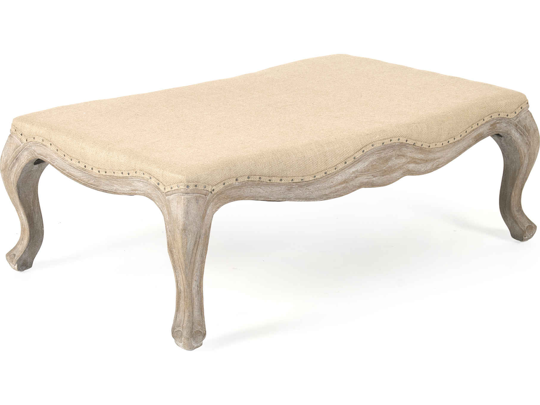 Zentique Belmont Beige Upholstered Ottoman