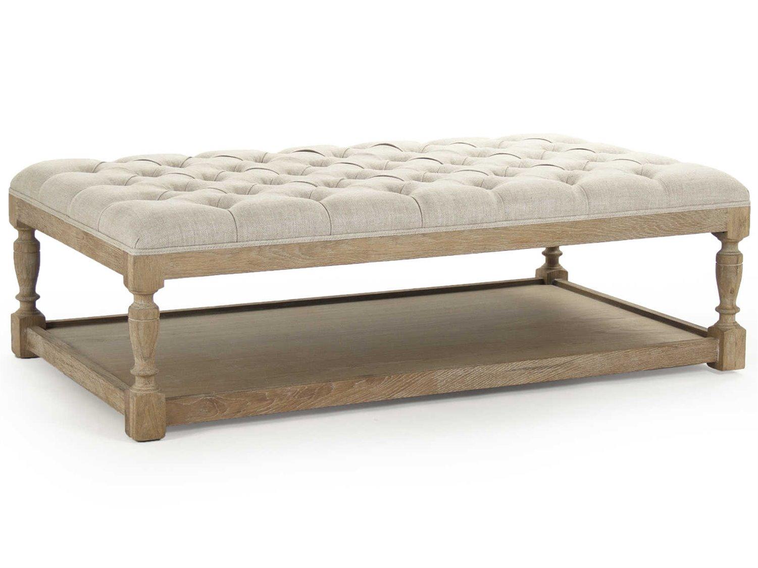 Zentique Cream Upholstered Tufted Ottoman