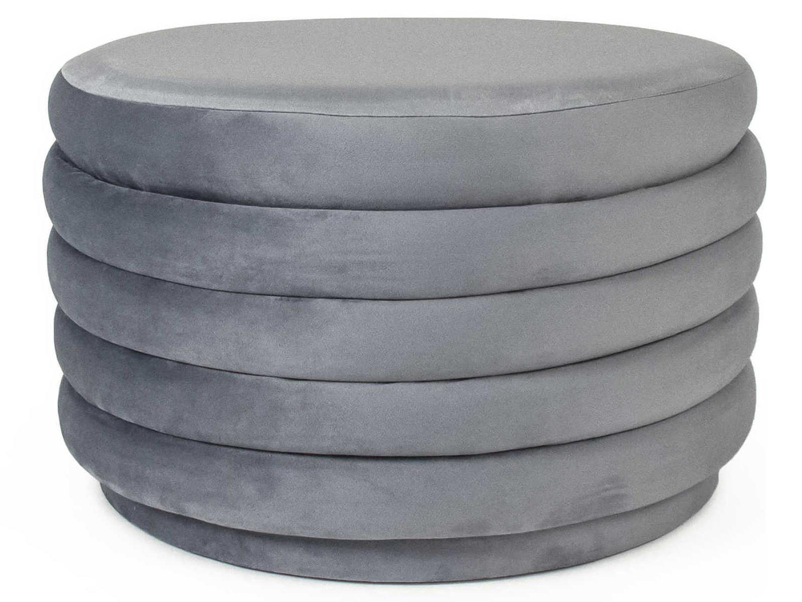 Zentique Pale Blue Velvet Upholstered Ottoman