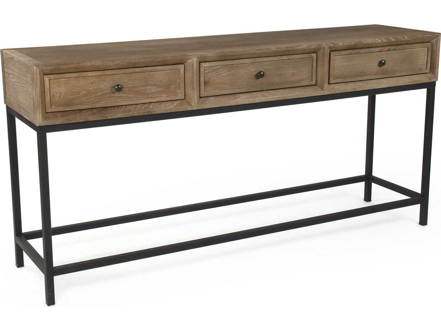 Zentique Finneas Rectangular Wood Limed Grey Oak Console Table