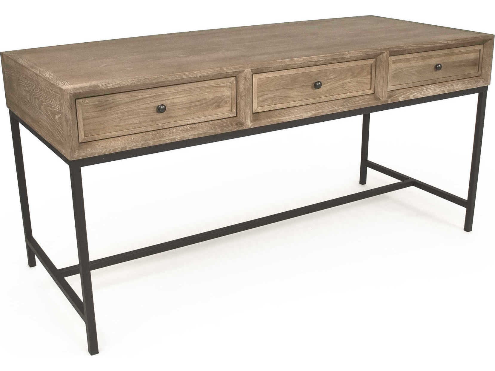 Zentique Finneas Limed Grey Oak Wood Secretary Desk