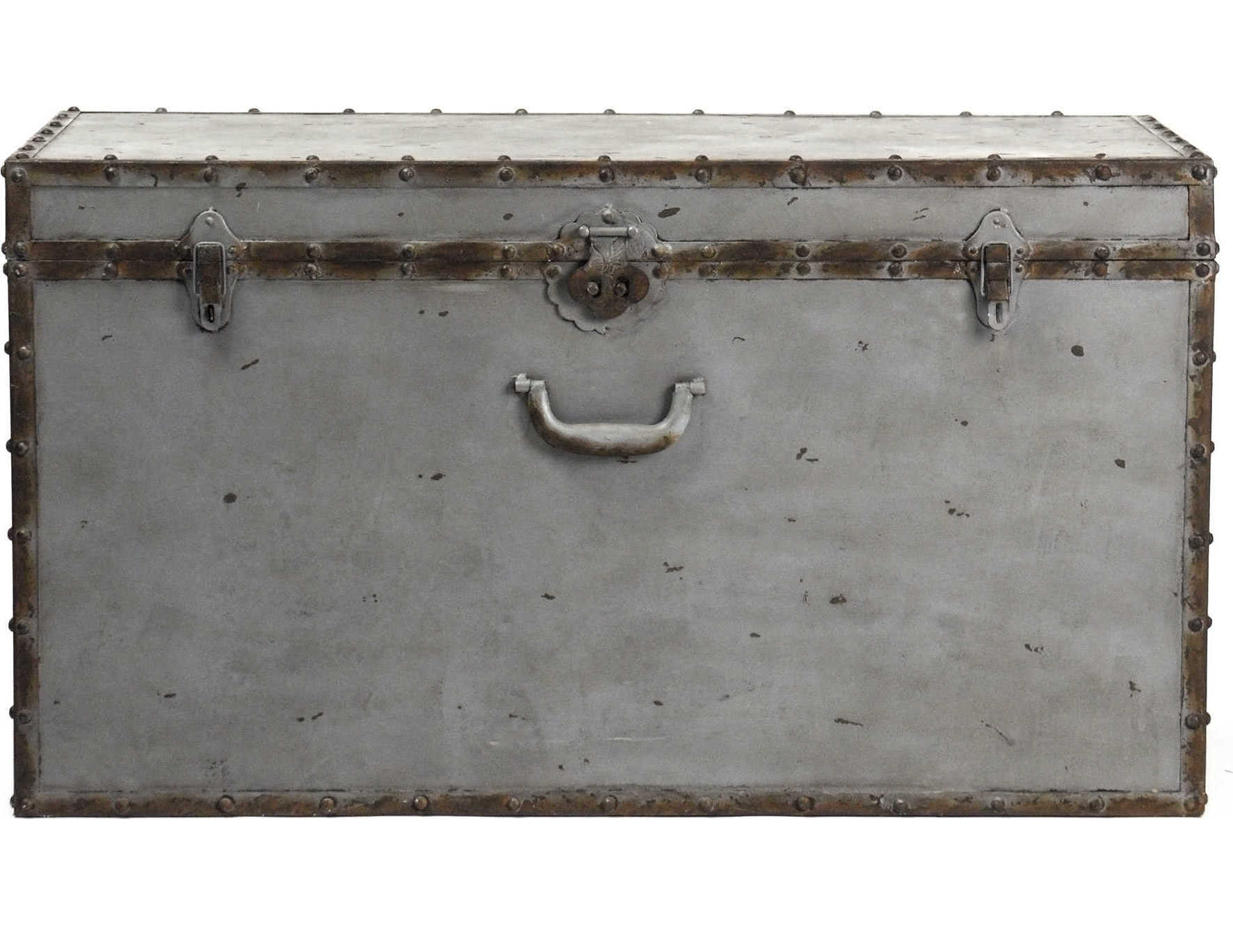 Zentique Rustic Zinc Gray Storage Trunk