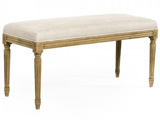 Zentique Lille Natural Linen White Upholstered Accent Bench