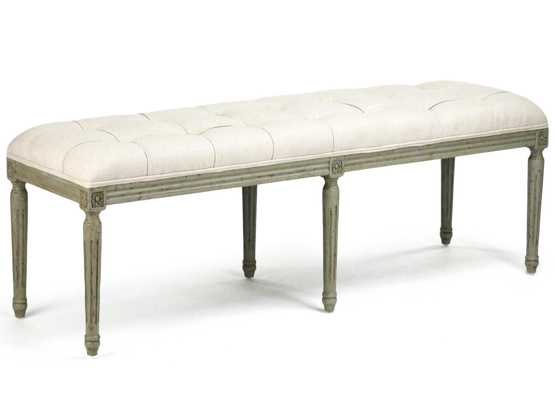 Zentique Louis White Upholstered Accent Bench