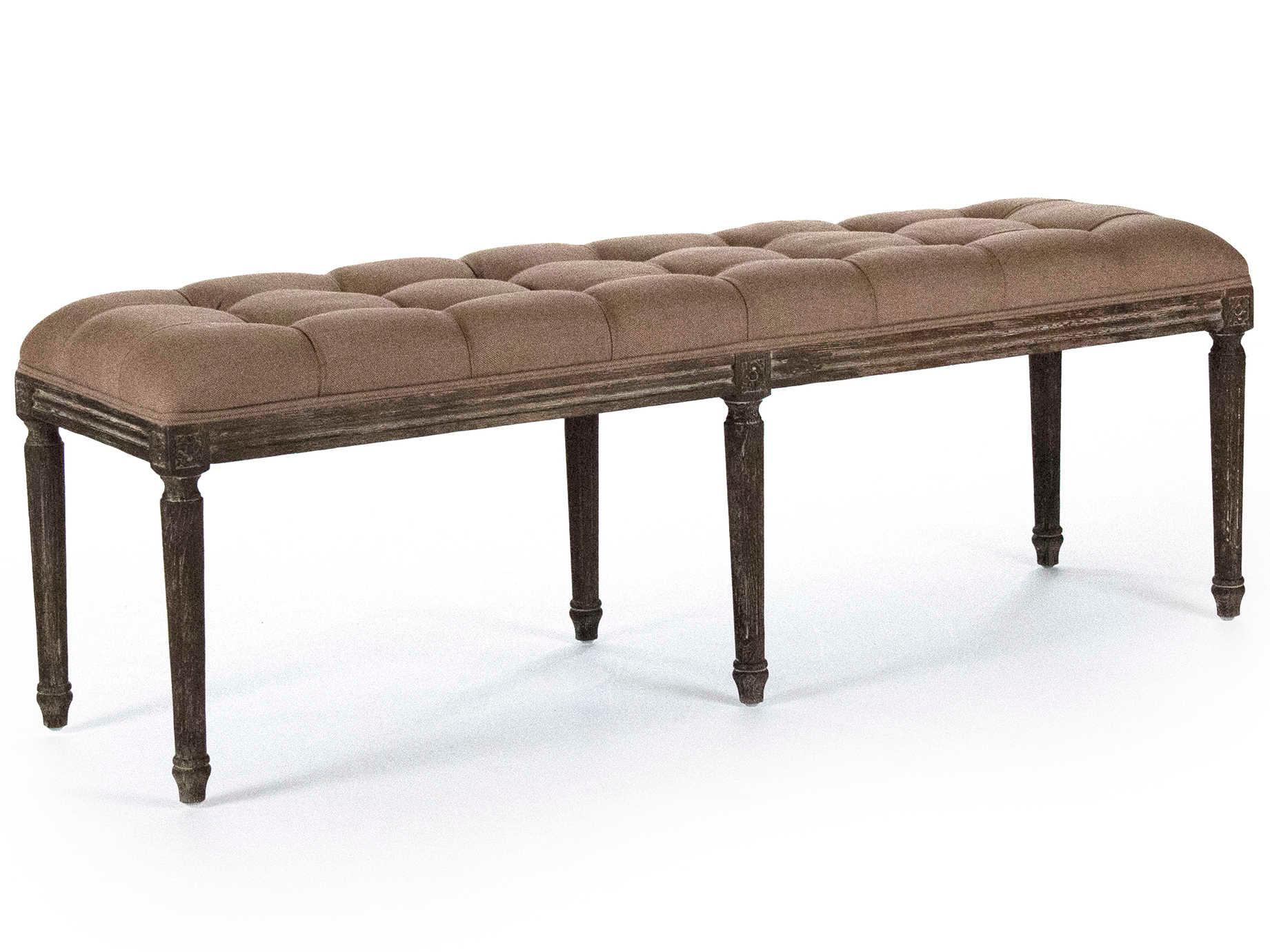 Zentique Louis Copper Linen Brown Upholstered Accent Bench
