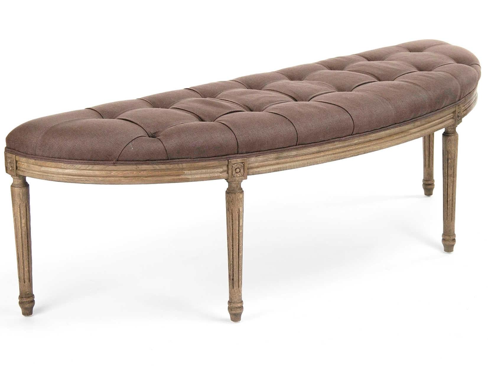Zentique Louis Aubergine Linen Brown Upholstered Accent Bench