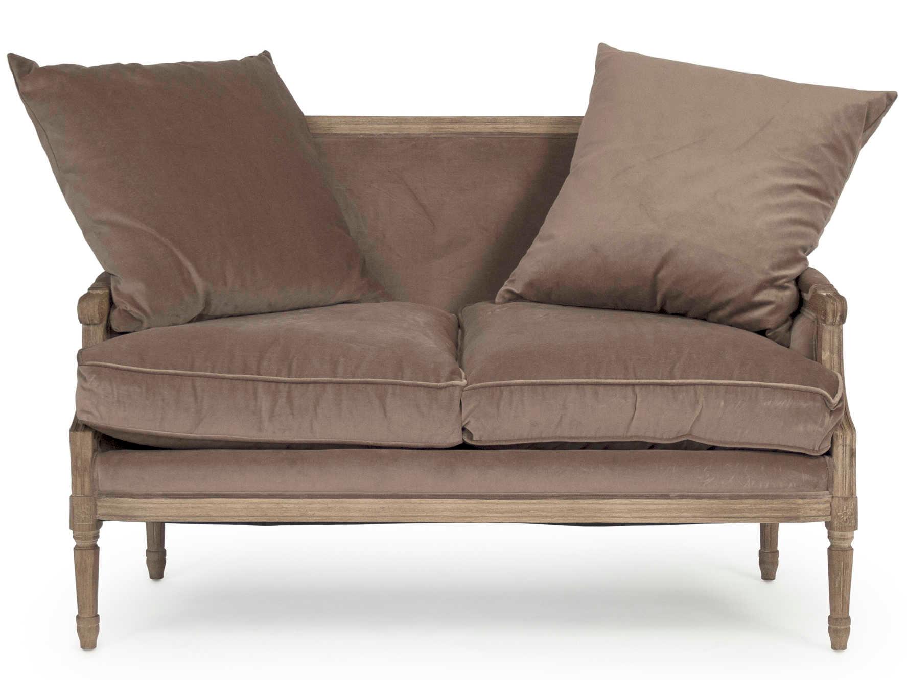 Zentique Louis Brown Fabric Chair and a Half