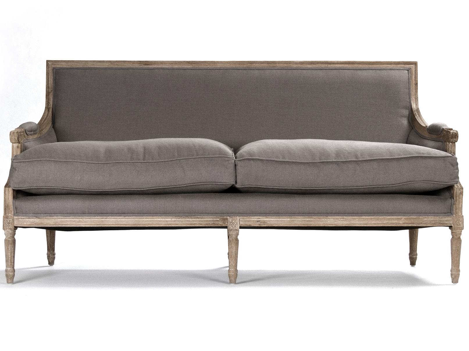 Zentique Louis Grey Linen Upholstered Loveseat