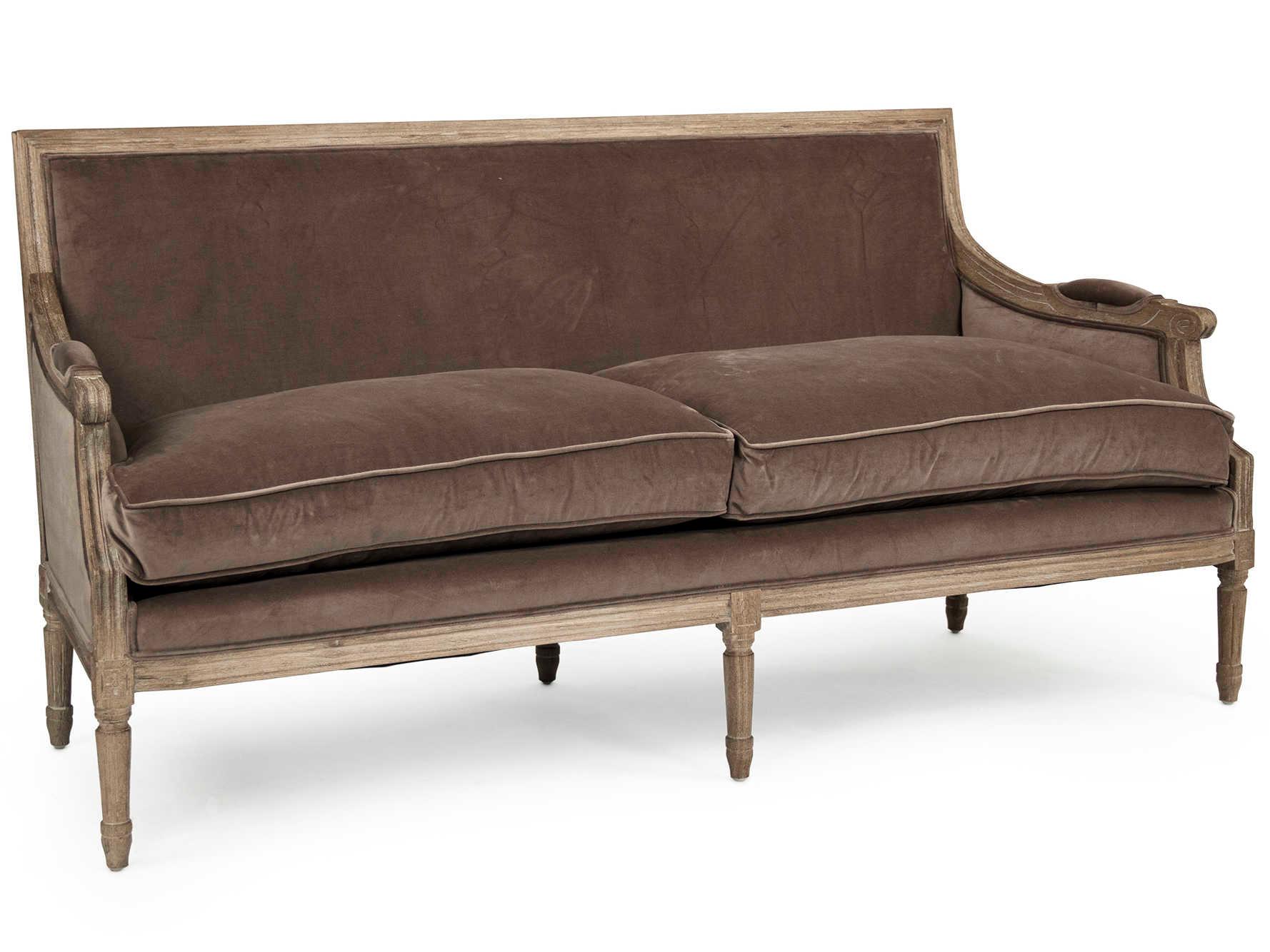 Zentique Louis Brown Velvet Upholstered Loveseat