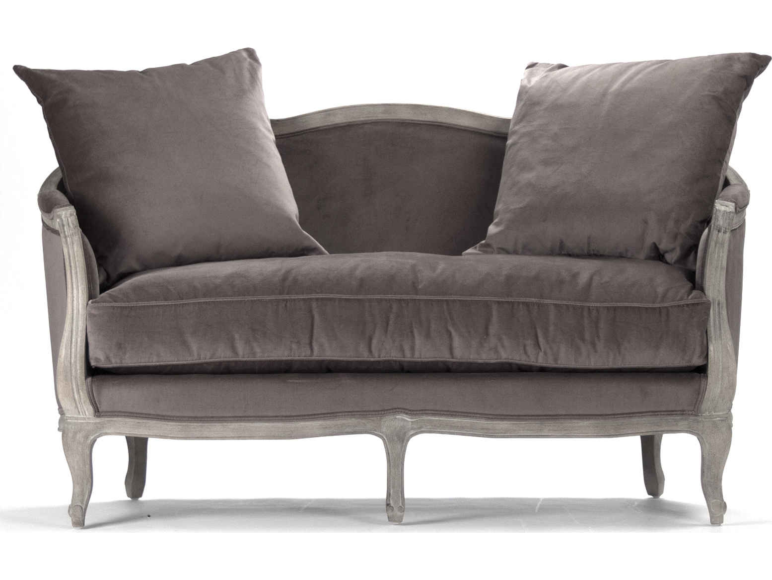 Zentique Maison Limed Grey Oak Upholstered Loveseat