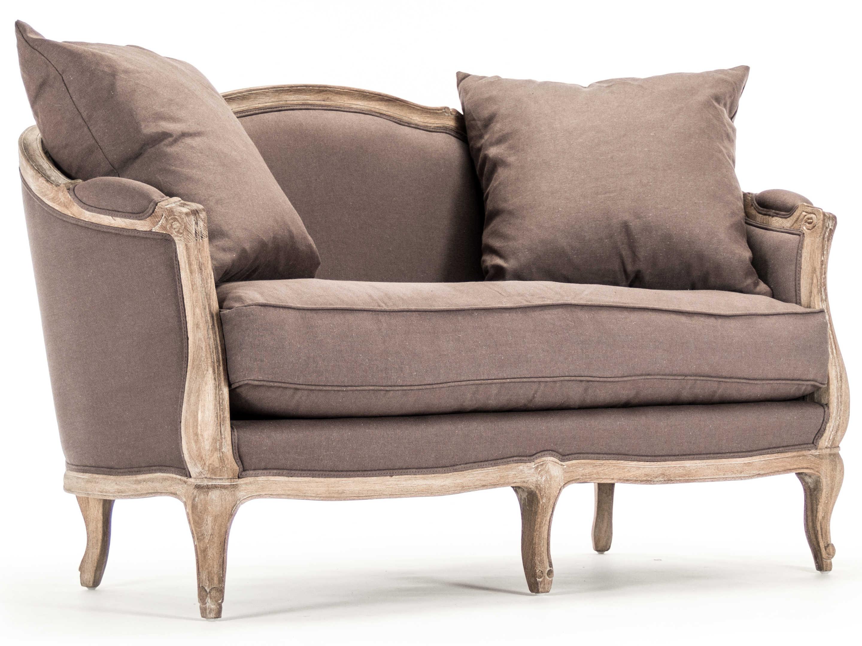 Zentique Maison Aubergine Linen Brown Upholstered Loveseat
