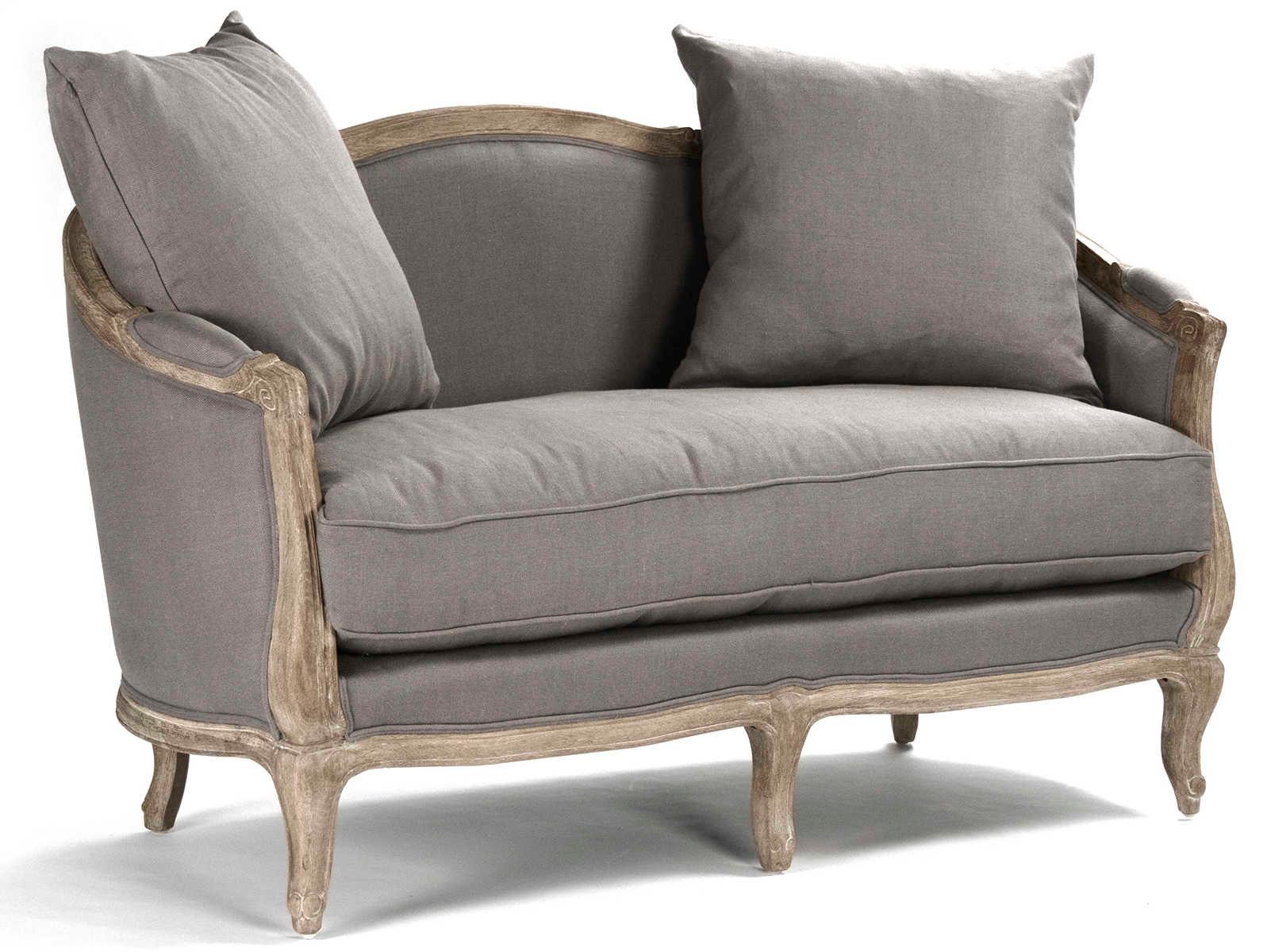 Zentique Maison Grey Linen Upholstered Loveseat
