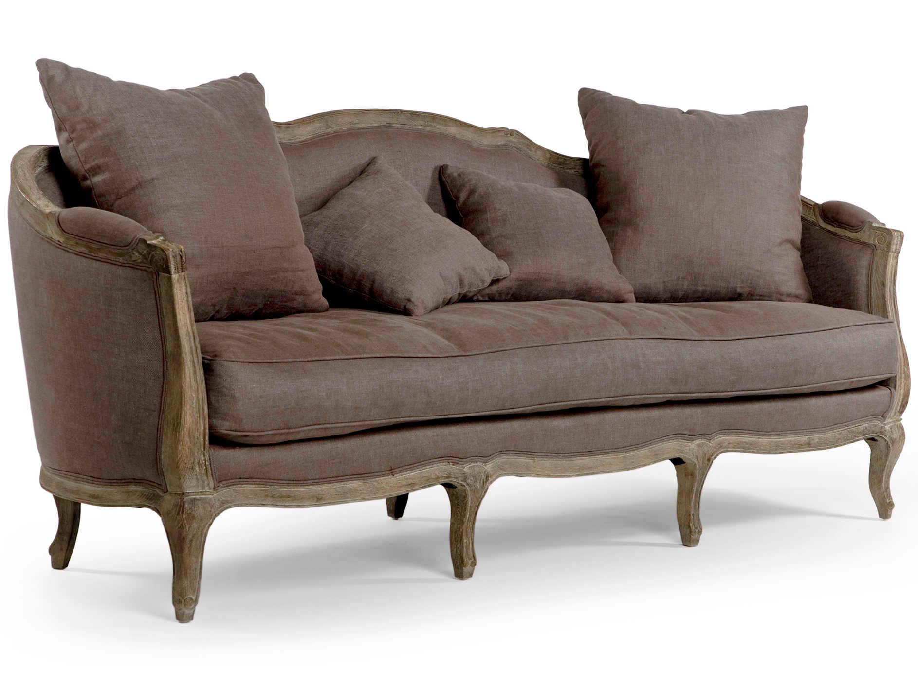 Zentique Maison Aubergine Linen Brown Upholstered Sofa