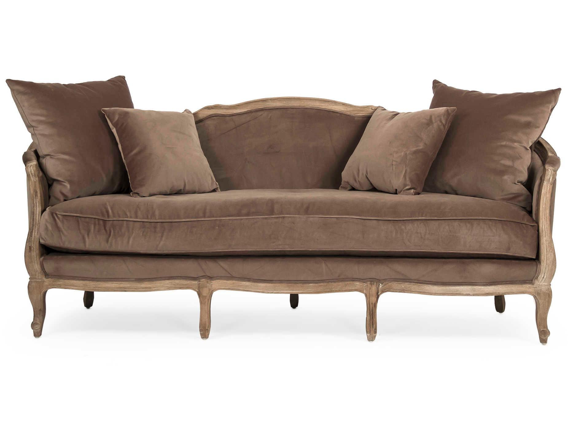 Zentique Maison Brown Velvet Upholstered Sofa