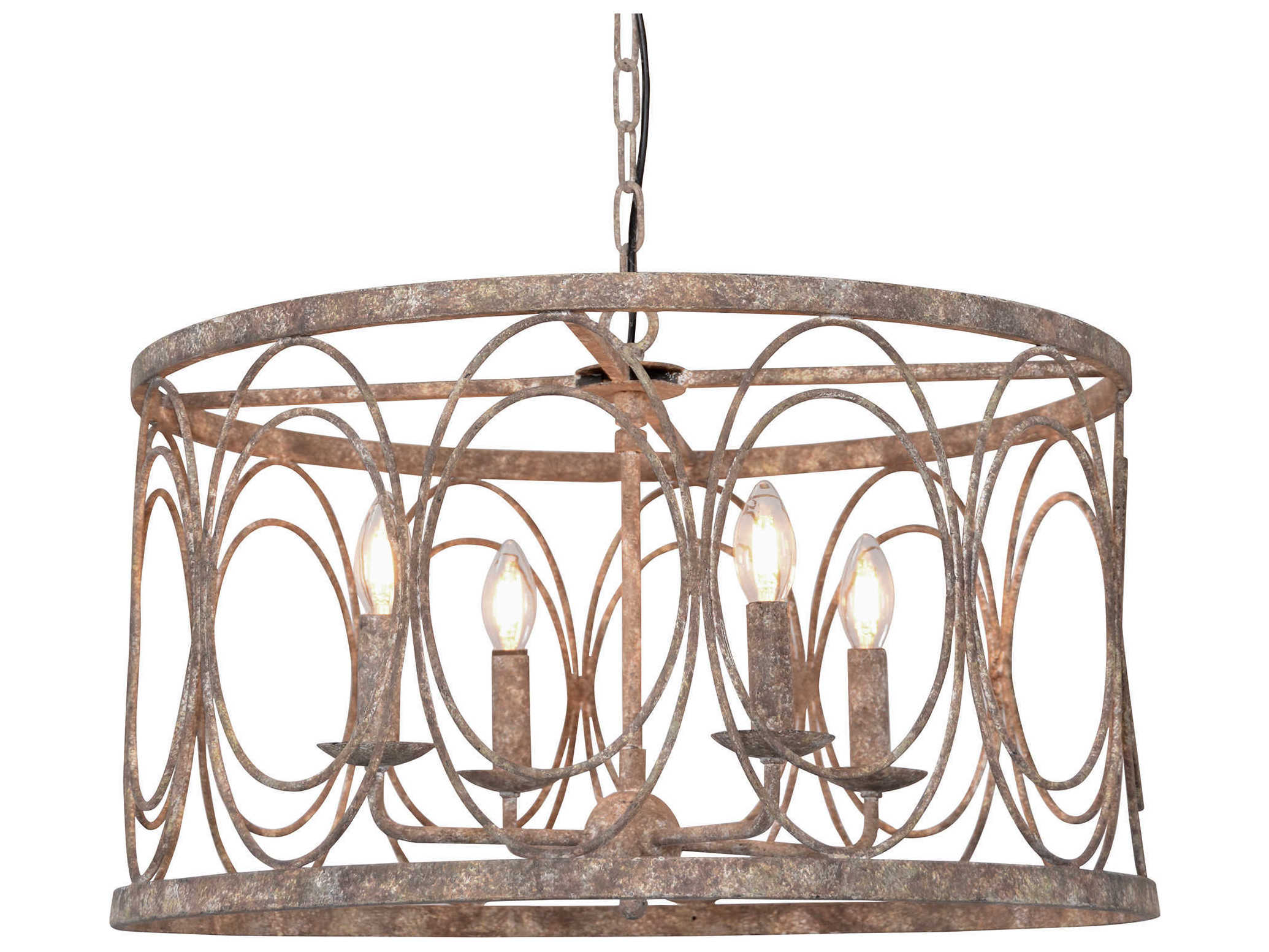 Zentique 4-Light Rustic Iron Brown Candelabra Chandelier