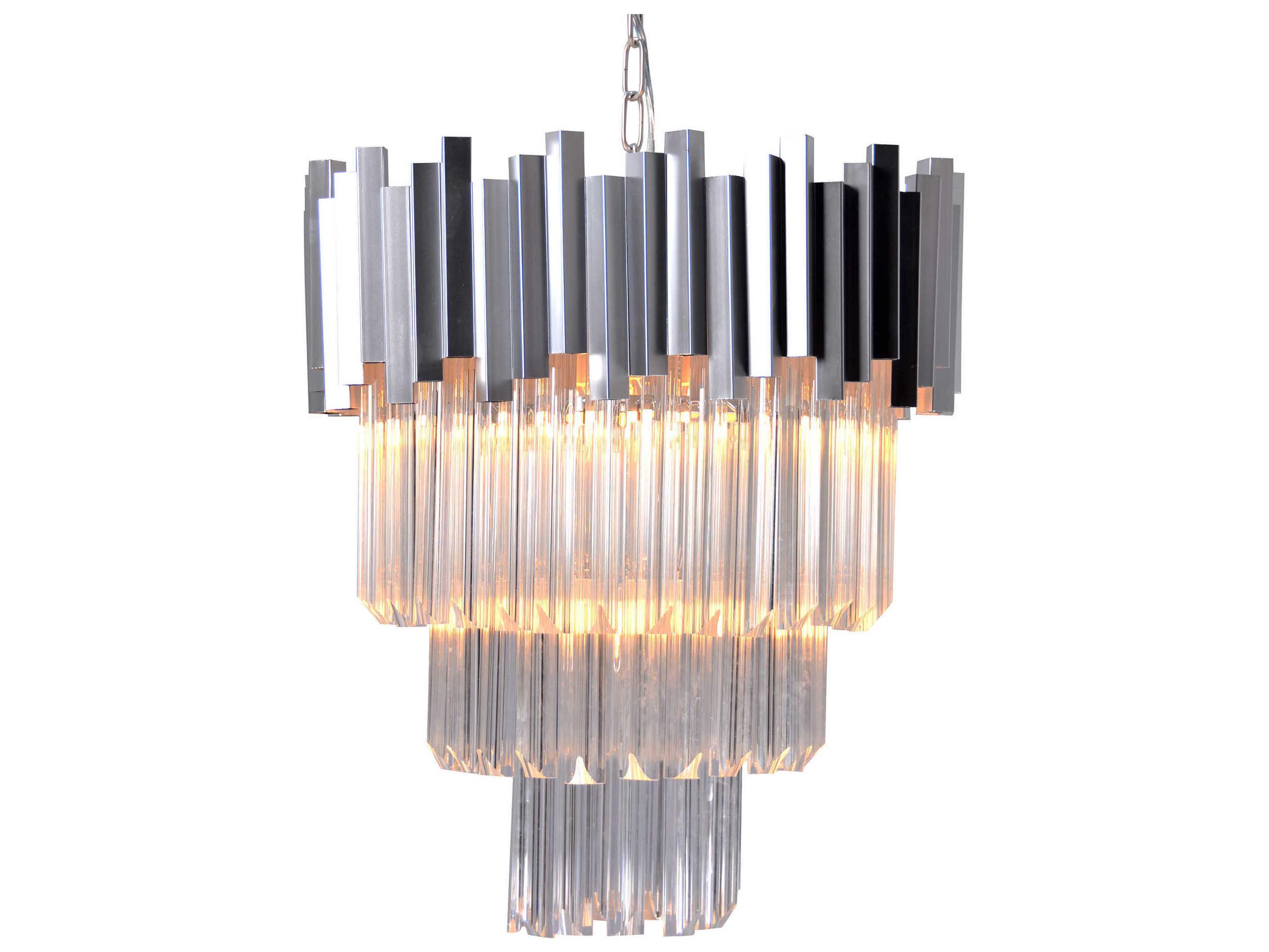 Zentique 4-Light Matte Silver Crystal Glass Chandelier