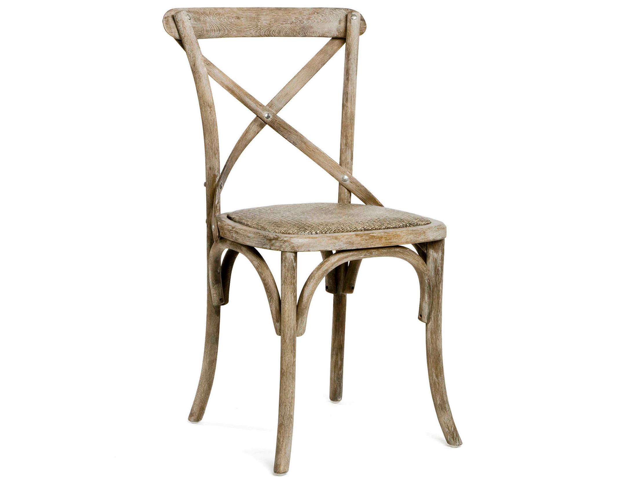 Zentique Parisienne Oak Wood Gray Side Dining Chair