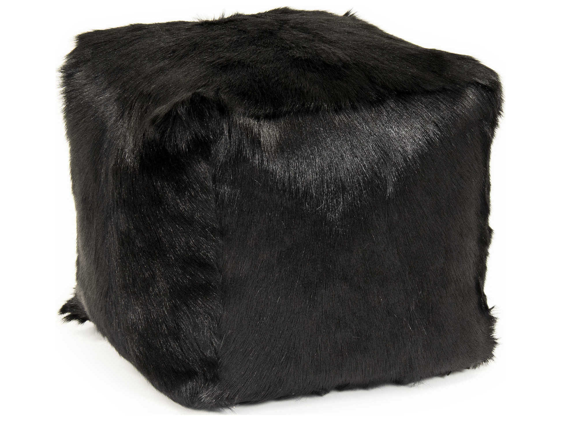 Zentique Black Fur Ottoman