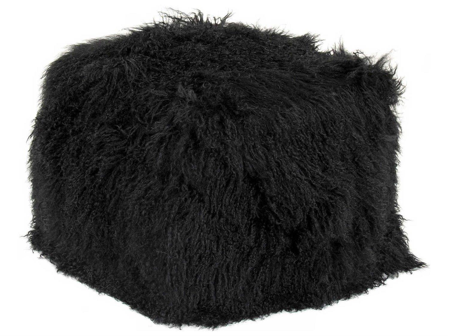 Zentique Black Fur Ottoman